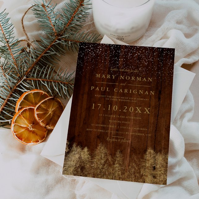 Winter snow wood pine trees forest wedding invitation (Winter snow wood pine trees forest wedding invitation)