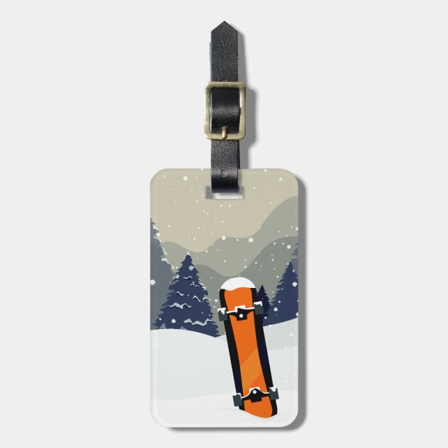 Winter Snowboarding custom luggage tag (Front Vertical)