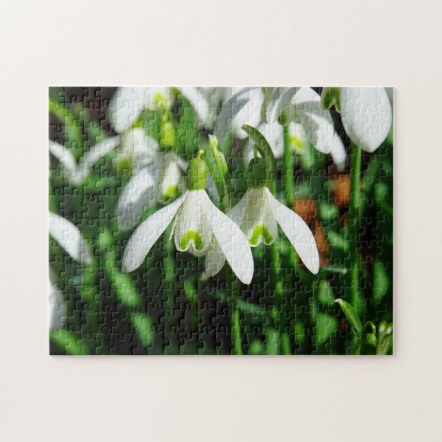 Winter Snowdrops Spring Flower Bulb Bouquet Jigsaw Puzzle (Horizontal)