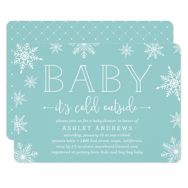 Winter Snowfall Baby Shower Invitation | Aqua