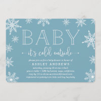 Winter Snowfall Baby Shower Invitation | Blue