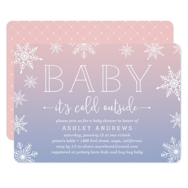 Winter Snowfall Baby Shower Invitation | Blush