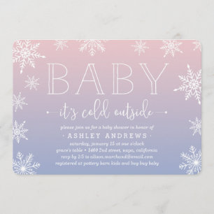 Winter Snowfall Baby Shower Invitation   Blush