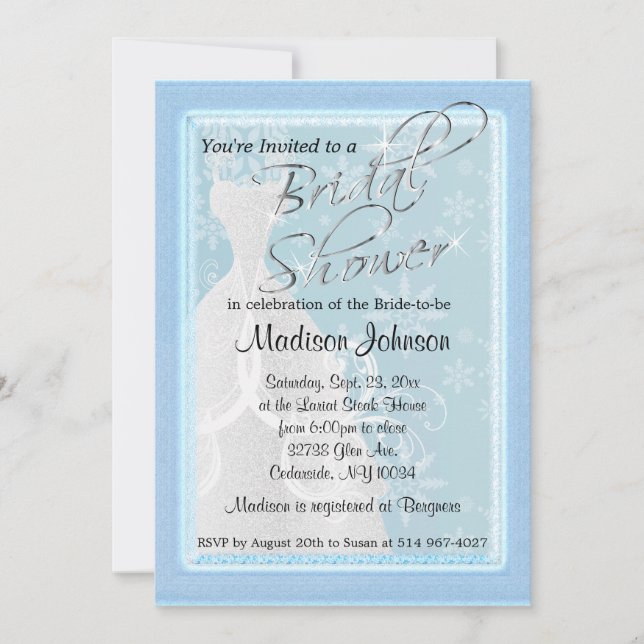 Winter Snowfall Bridal Shower Invitation (Front)