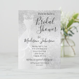  Winter Snowfall Bridal Shower  - White Invitation