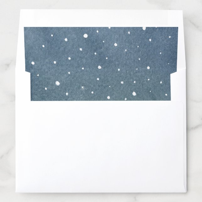 Winter Snowfall Dark Blue Watercolor Envelope Liner (In Envelope)