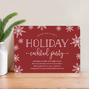 Winter Snowfall Holiday Cocktail Party Invitation