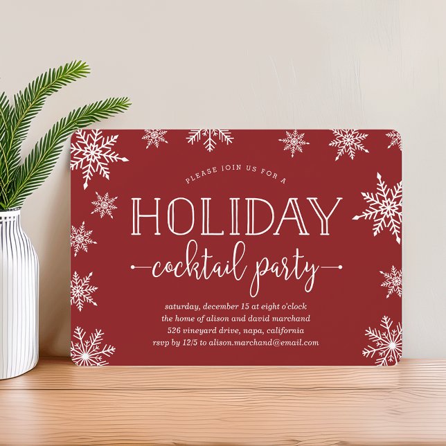 Winter Snowfall Holiday Cocktail Party Invitation (Creator Uploaded)