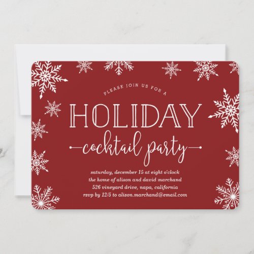 Winter Snowfall Holiday Cocktail Party Invitation