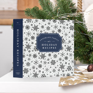 Winter Snowfall Holiday Recipe 3 Ring Binder