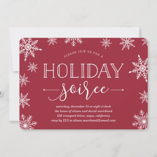 Winter Snowfall Holiday Soiree Party Invitation