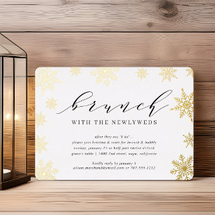 Winter Snowfall Post Wedding Brunch Foil Invitation