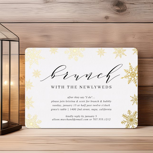 Winter Snowfall Post Wedding Brunch Foil Invitation (Creator Uploaded)