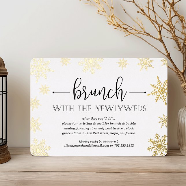 Winter Snowfall Post Wedding Brunch Foil Invitation (Creator Uploaded)