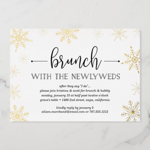 Winter Snowfall Post Wedding Brunch Foil Invitation