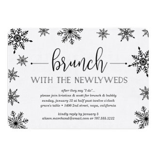 Brunch With The Newlyweds Invitations Announcements Zazzle Winter Snowfall Post Wedding Brunch Invitation