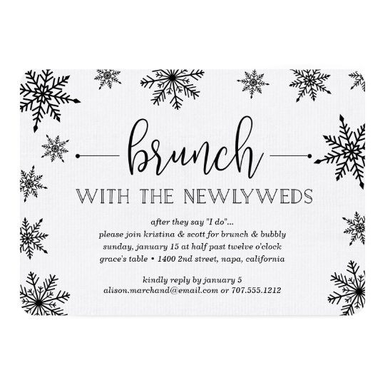winter snowfall post wedding brunch invitation zazzle com