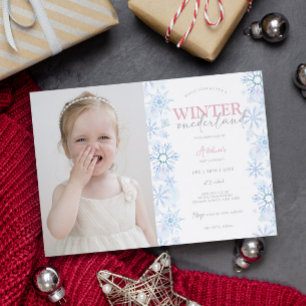Winter Snowflake 1st Birthday Onederland Photo Invitation