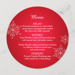 Winter Snowflake and Burlap Round Menu