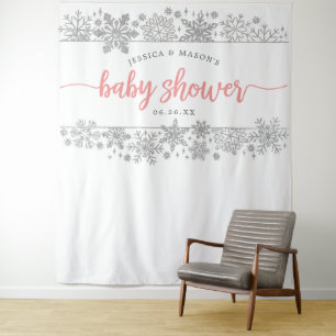 Winter Snowflake Baby Shower Backdrop Photo Booth