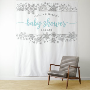 Winter Snowflake Baby Shower Backdrop Photo Booth