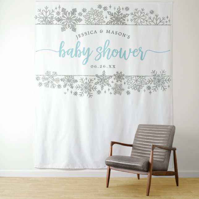 Winter Snowflake Baby Shower Backdrop Photo Booth (In Situ)