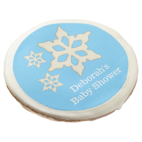 Winter Snowflake Baby Shower Blue Sugar Cookies