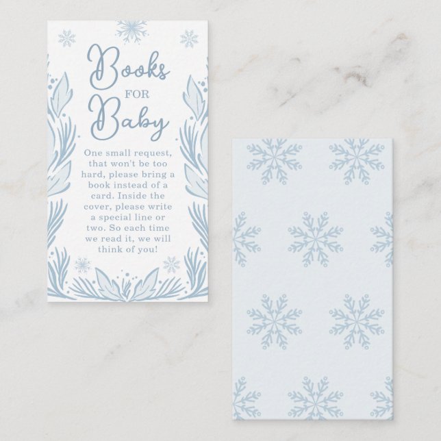 Winter Snowflake Baby Shower Books for Baby Cards (Front/Back)