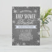 Winter Snowflake Baby Shower Brunch Chalkboard Invitation (Standing Front)