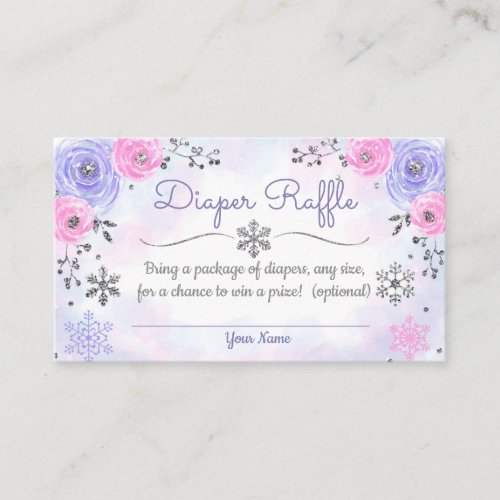 Winter Snowflake Baby Shower Diaper Raffle Card