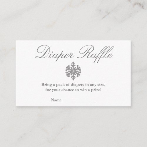 Winter Snowflake Baby Shower Diaper Raffle Card