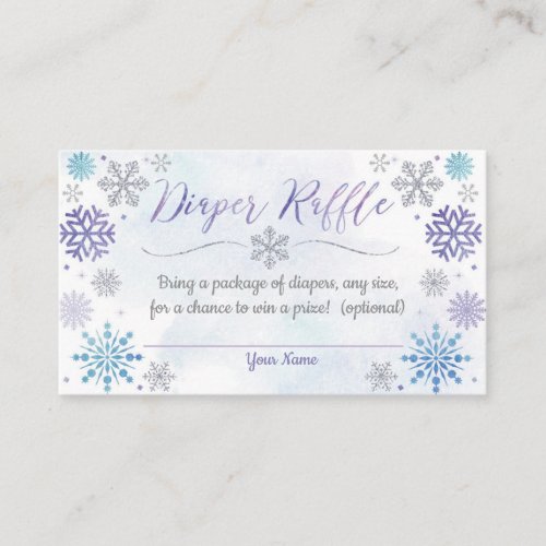 Winter Snowflake Baby Shower Diaper Raffle Card