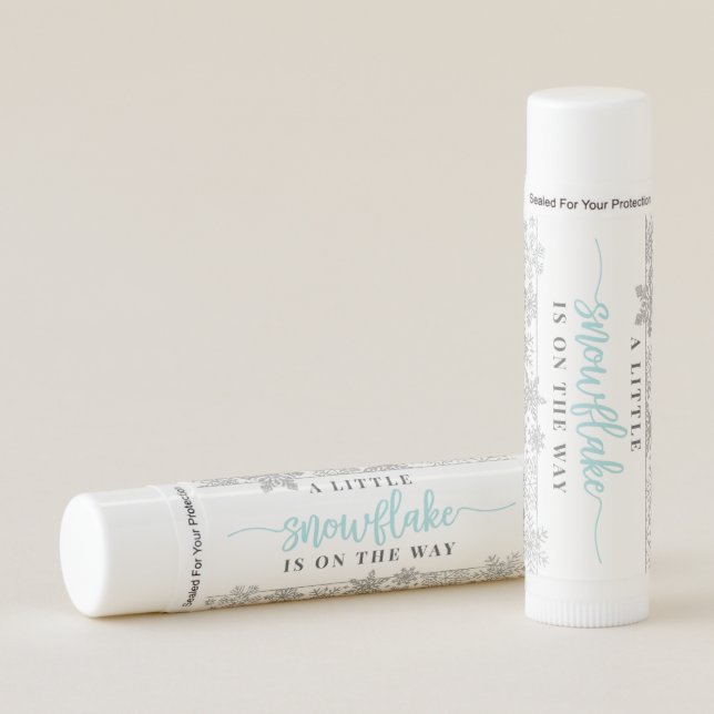 Winter Snowflake Baby Shower Favors Lip Balm (Front)