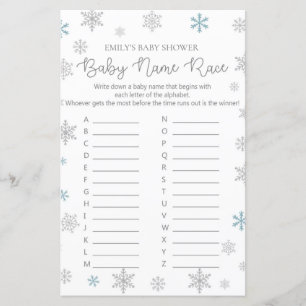 Winter Snowflake Baby Shower Game PRINTED