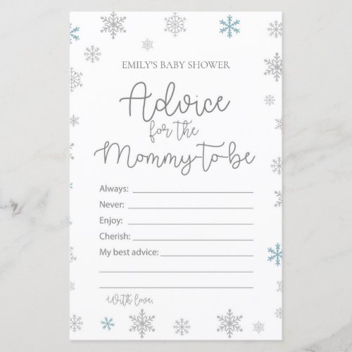 Winter Snowflake Baby Shower Game PRINTED