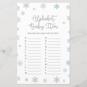 Winter Snowflake Baby Shower Game PRINTED