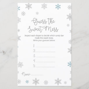 Winter Snowflake Baby Shower Game PRINTED