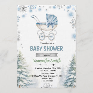 Winter snowflake baby shower invitation