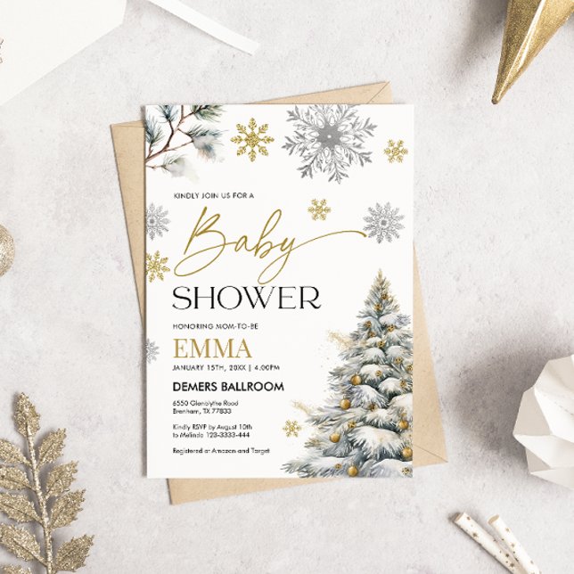 Winter Snowflake Baby Shower Invitation (Creator Uploaded)