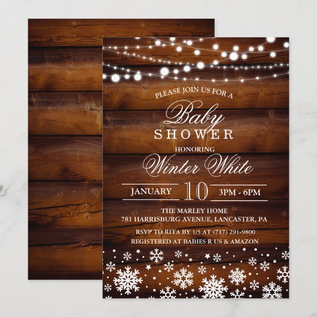 Winter Snowflake Baby Shower Invitation (Front/Back)