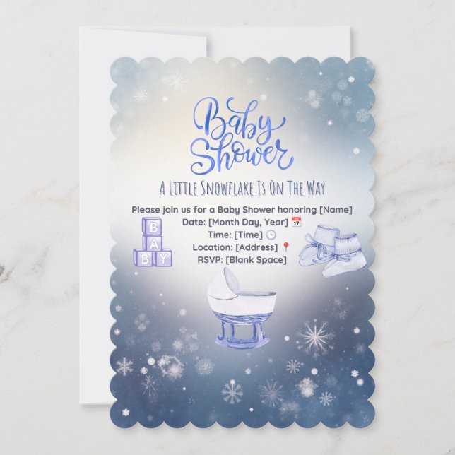 Winter Snowflake Baby Shower Invitation (Front)