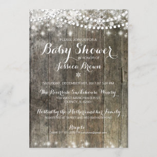 Winter Snowflake Baby Shower Invitation - Rustic