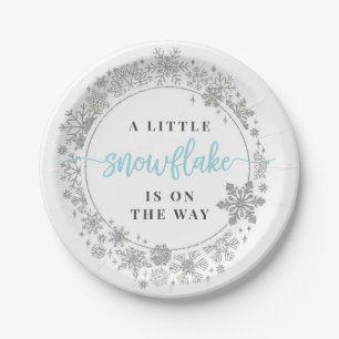 Winter Snowflake Baby Shower Paper Plates Boy
