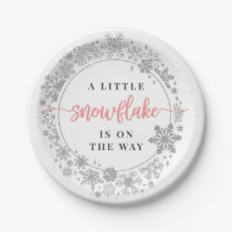 Winter Snowflake Baby Shower Paper Plates Girl
