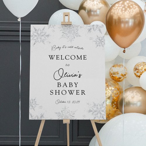 Winter Snowflake Baby Shower Welcome Sign