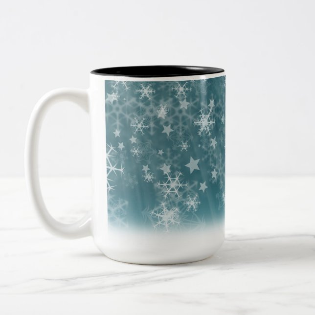 Winter Snowflake Background Two-Tone Coffee Mug (Left)