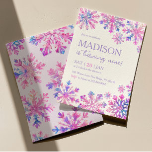 Winter Snowflake Birthday Invitation