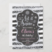 WInter Snowflake Birthday Invitation Glitter (Front)