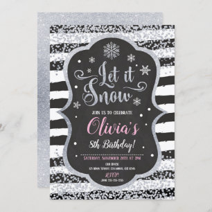 WInter Snowflake Birthday Invitation Glitter