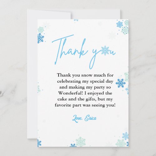 Winter Snowflake Birthday Thank You Card